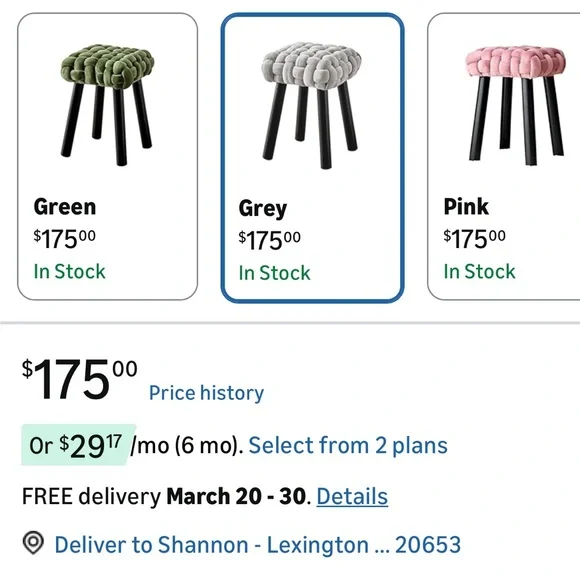 Vanity Stool,Square Ottoman Stool Foot Rest,Upholstered Vanity Chair Foot Stool - Picture 7 of 9